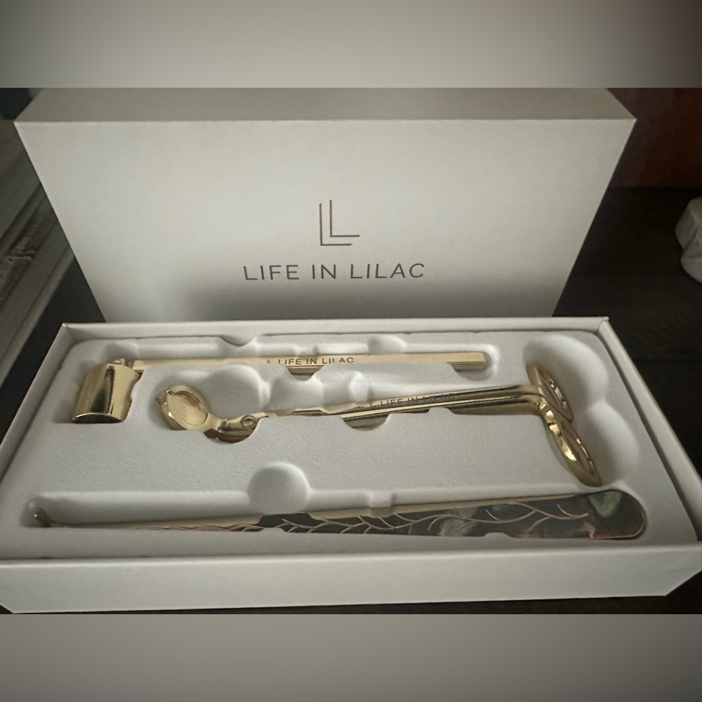 Brand new, Life in Lilac gold candle care kit with tray - Picture 2 of 3